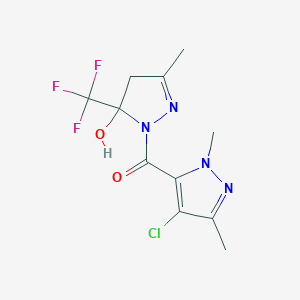 molecular formula C11H12ClF3N4O2 B280162 (4-chloro-1,3-dimethyl-1H-pyrazol-5-yl)[5-hydroxy-3-methyl-5-(trifluoromethyl)-4,5-dihydro-1H-pyrazol-1-yl]methanone 