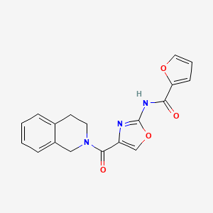 molecular formula C18H15N3O4 B2801631 N-(4-(1,2,3,4-四氢异喹啉-2-甲酰)噁唑-2-基)呋喃-2-甲酰胺 CAS No. 1286699-79-3
