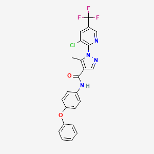 molecular formula C23H16ClF3N4O2 B2801636 1-[3-chloro-5-(trifluoromethyl)pyridin-2-yl]-5-methyl-N-(4-phenoxyphenyl)-1H-pyrazole-4-carboxamide CAS No. 2085690-05-5