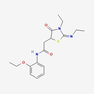molecular formula C17H23N3O3S B2801639 N-(2-ethoxyphenyl)-2-(3-ethyl-2-ethylimino-4-oxo-1,3-thiazolidin-5-yl)acetamide CAS No. 1164458-76-7