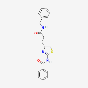 molecular formula C20H19N3O2S B2801641 N-(4-(3-(苄基氨基)-3-氧代丙基)噁唑-2-基)苯甲酰胺 CAS No. 1049423-43-9