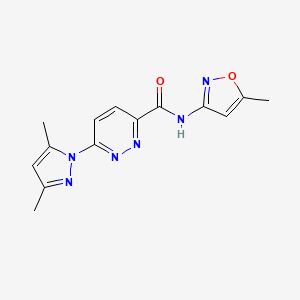 molecular formula C14H14N6O2 B2801648 6-(3,5-dimethyl-1H-pyrazol-1-yl)-N-(5-methylisoxazol-3-yl)pyridazine-3-carboxamide CAS No. 1351595-37-3