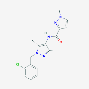 molecular formula C17H18ClN5O B280165 N-[1-(2-chlorobenzyl)-3,5-dimethyl-1H-pyrazol-4-yl]-1-methyl-1H-pyrazole-3-carboxamide 
