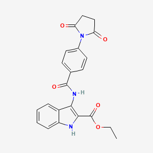 molecular formula C22H19N3O5 B2801650 ethyl 3-(4-(2,5-dioxopyrrolidin-1-yl)benzamido)-1H-indole-2-carboxylate CAS No. 850929-80-5