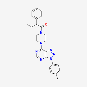 molecular formula C25H27N7O B2801653 2-phenyl-1-(4-(3-(p-tolyl)-3H-[1,2,3]triazolo[4,5-d]pyrimidin-7-yl)piperazin-1-yl)butan-1-one CAS No. 923511-80-2