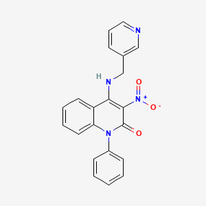 molecular formula C21H16N4O3 B2801678 3-硝基-1-苯基-4-((吡啶-3-基甲基)氨基)喹啉-2(1H)-酮 CAS No. 886157-84-2
