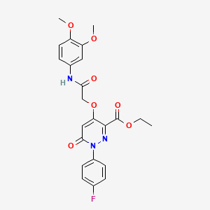 molecular formula C23H22FN3O7 B2801680 乙酸4-(2-((3,4-二甲氧基苯基)氨基)-2-氧代乙氧基)-1-(4-氟苯基)-6-氧代-1,6-二氢嘧啶-3-羧酸酯 CAS No. 899992-64-4