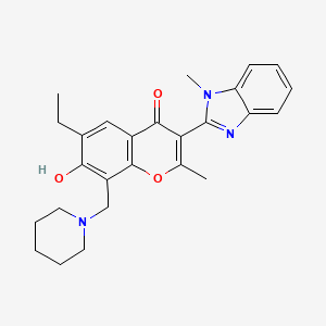 6-ethyl-7-hydroxy-2-methyl-3-(1-methyl-1H-1,3-benzodiazol-2-yl)-8-[(piperidin-1-yl)methyl]-4H-chromen-4-one