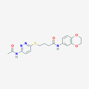 4-((6-acetamidopyridazin-3-yl)thio)-N-(2,3-dihydrobenzo[b][1,4]dioxin-6-yl)butanamide