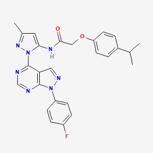 molecular formula C26H24FN7O2 B2801699 N-(1-(1-(4-fluorophenyl)-1H-pyrazolo[3,4-d]pyrimidin-4-yl)-3-methyl-1H-pyrazol-5-yl)-2-(4-isopropylphenoxy)acetamide CAS No. 1007010-14-1