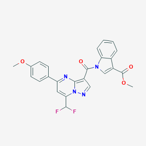 molecular formula C25H18F2N4O4 B280171 methyl 1-{[7-(difluoromethyl)-5-(4-methoxyphenyl)pyrazolo[1,5-a]pyrimidin-3-yl]carbonyl}-1H-indole-3-carboxylate 
