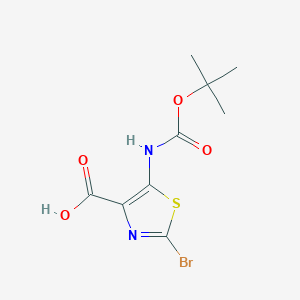 molecular formula C9H11BrN2O4S B2801715 2-Bromo-5-((tert-butoxycarbonyl)amino)thiazole-4-carboxylic acid CAS No. 1312697-86-1