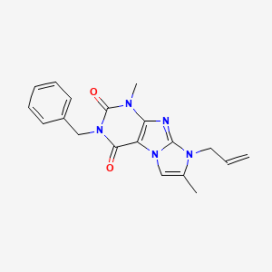 molecular formula C19H19N5O2 B2801726 8-allyl-3-benzyl-1,7-dimethyl-1H-imidazo[2,1-f]purine-2,4(3H,8H)-dione CAS No. 887464-55-3