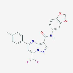 molecular formula C22H16F2N4O3 B280173 N-(1,3-benzodioxol-5-yl)-7-(difluoromethyl)-5-(4-methylphenyl)pyrazolo[1,5-a]pyrimidine-3-carboxamide 