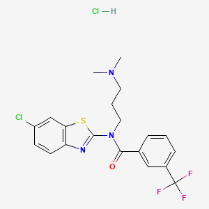 molecular formula C20H20Cl2F3N3OS B2801758 N-(6-chlorobenzo[d]thiazol-2-yl)-N-(3-(dimethylamino)propyl)-3-(trifluoromethyl)benzamide hydrochloride CAS No. 1216710-04-1