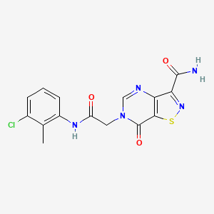 molecular formula C15H12ClN5O3S B2801762 6-{[(3-chloro-2-methylphenyl)carbamoyl]methyl}-7-oxo-6H,7H-[1,2]thiazolo[4,5-d]pyrimidine-3-carboxamide CAS No. 1251595-52-4