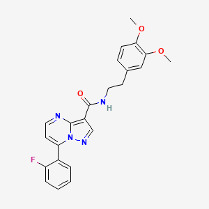 molecular formula C23H21FN4O3 B2801772 N~3~-(3,4-dimethoxyphenethyl)-7-(2-fluorophenyl)pyrazolo[1,5-a]pyrimidine-3-carboxamide CAS No. 1048561-40-5