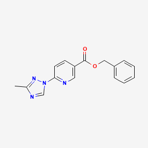 molecular formula C16H14N4O2 B2801775 benzyl 6-(3-methyl-1H-1,2,4-triazol-1-yl)nicotinate CAS No. 865660-63-5