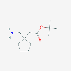 molecular formula C12H23NO2 B2801776 Tert-butyl 2-[1-(aminomethyl)cyclopentyl]acetate CAS No. 1072858-76-4