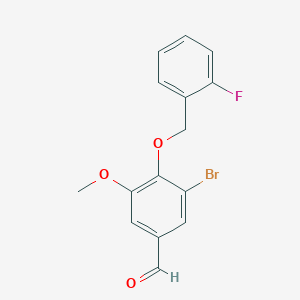 molecular formula C15H12BrFO3 B2801781 3-Bromo-4-[(2-fluorobenzyl)oxy]-5-methoxybenzaldehyde CAS No. 384857-26-5