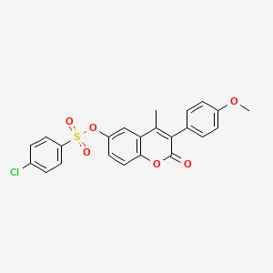 molecular formula C23H17ClO6S B2801784 3-(4-methoxyphenyl)-4-methyl-2-oxo-2H-chromen-6-yl 4-chlorobenzenesulfonate CAS No. 869341-60-6
