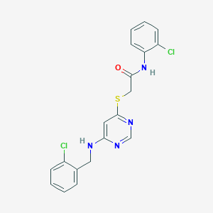 molecular formula C19H16Cl2N4OS B2801786 2-({6-[(2-chlorobenzyl)amino]pyrimidin-4-yl}sulfanyl)-N-(2-chlorophenyl)acetamide CAS No. 1251550-70-5