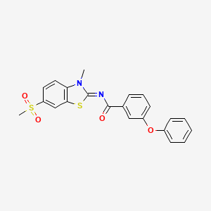 molecular formula C22H18N2O4S2 B2801789 N-(3-甲基-6-甲磺酰-1,3-苯并噻唑-2-基亚)甲酰苯胺 CAS No. 683237-74-3