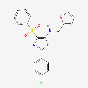 molecular formula C20H15ClN2O4S B2801791 2-(4-chlorophenyl)-N-(furan-2-ylmethyl)-4-(phenylsulfonyl)oxazol-5-amine CAS No. 391225-19-7