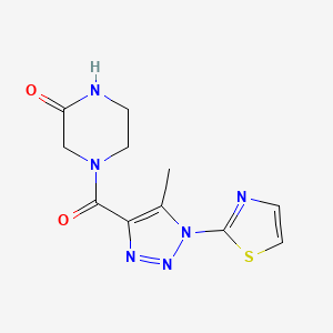 molecular formula C11H12N6O2S B2801792 4-(5-甲基-1-(噻唑-2-基)-1H-1,2,3-三唑-4-甲酰)哌嗪-2-酮 CAS No. 1251552-08-5