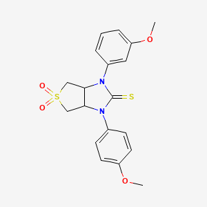 molecular formula C19H20N2O4S2 B2801827 1-(3-methoxyphenyl)-3-(4-methoxyphenyl)tetrahydro-1H-thieno[3,4-d]imidazole-2(3H)-thione 5,5-dioxide CAS No. 620589-88-0