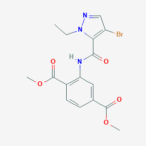 dimethyl 2-{[(4-bromo-1-ethyl-1H-pyrazol-5-yl)carbonyl]amino}terephthalate