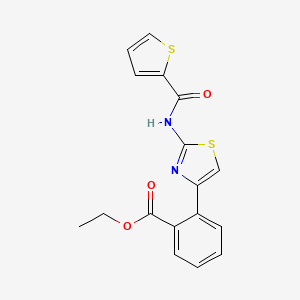 molecular formula C17H14N2O3S2 B2801837 Ethyl 2-{2-[(2-thienylcarbonyl)amino]-1,3-thiazol-4-yl}benzenecarboxylate CAS No. 250713-92-9