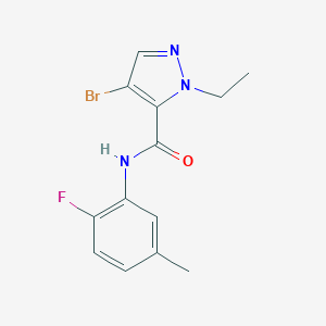 molecular formula C13H13BrFN3O B280184 4-bromo-1-ethyl-N-(2-fluoro-5-methylphenyl)-1H-pyrazole-5-carboxamide 