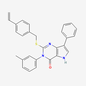 molecular formula C28H23N3OS B2801841 7-phenyl-3-(m-tolyl)-2-((4-vinylbenzyl)thio)-3H-pyrrolo[3,2-d]pyrimidin-4(5H)-one CAS No. 2034315-85-8