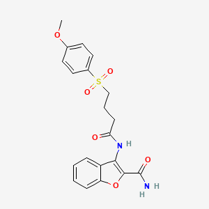 molecular formula C20H20N2O6S B2801842 3-(4-((4-Methoxyphenyl)sulfonyl)butanamido)benzofuran-2-carboxamide CAS No. 941879-02-3