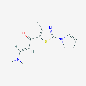 molecular formula C13H15N3OS B2801844 3-(dimethylamino)-1-[4-methyl-2-(1H-pyrrol-1-yl)-1,3-thiazol-5-yl]prop-2-en-1-one CAS No. 1823194-62-2