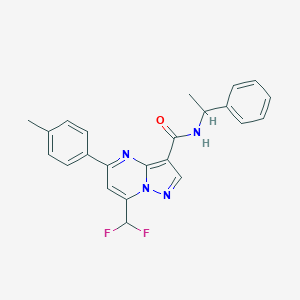 molecular formula C23H20F2N4O B280185 7-(difluoromethyl)-5-(4-methylphenyl)-N-(1-phenylethyl)pyrazolo[1,5-a]pyrimidine-3-carboxamide 