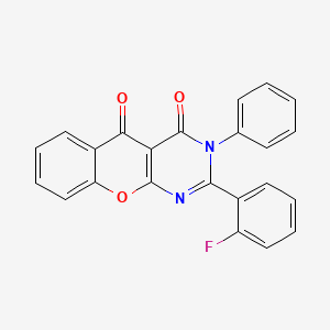 molecular formula C23H13FN2O3 B2801850 2-(2-fluorophenyl)-3-phenyl-3H-chromeno[2,3-d]pyrimidine-4,5-dione CAS No. 896854-07-2