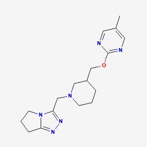molecular formula C17H24N6O B2801854 3-[[3-[(5-Methylpyrimidin-2-yl)oxymethyl]piperidin-1-yl]methyl]-6,7-dihydro-5H-pyrrolo[2,1-c][1,2,4]triazole CAS No. 2380056-67-5