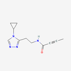 molecular formula C11H14N4O B2801860 N-[2-(4-Cyclopropyl-1,2,4-triazol-3-yl)ethyl]but-2-ynamide CAS No. 2411304-12-4