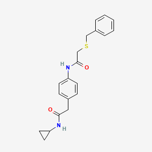 molecular formula C20H22N2O2S B2801868 2-(苄硫)-N-(4-(2-(环丙基氨基)-2-氧代乙基)苯基)乙酰胺 CAS No. 1207028-88-3