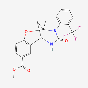 molecular formula C20H17F3N2O4 B2801876 甲酸甲酯 2-甲基-4-氧代-3-(2-(三氟甲基)苯基)-3,4,5,6-四氢-2H-2,6-甲基苯并[g][1,3,5]噁二唑啉-8-羧酸酯 CAS No. 899962-63-1