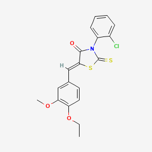 molecular formula C19H16ClNO3S2 B2801877 (Z)-3-(2-氯苯基)-5-(4-乙氧-3-甲氧基苯甲亚)-2-硫代噻唑烷-4-酮 CAS No. 638139-33-0