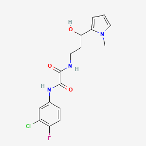 B2801882 N1-(3-chloro-4-fluorophenyl)-N2-(3-hydroxy-3-(1-methyl-1H-pyrrol-2-yl)propyl)oxalamide CAS No. 1798530-22-9