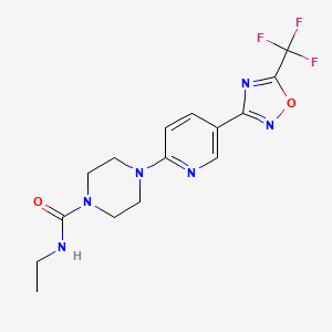 molecular formula C15H17F3N6O2 B2801900 N-乙基-4-(5-(5-(三氟甲基)-1,2,4-噁二唑-3-基)吡啶-2-基)哌嗪-1-甲酰胺 CAS No. 1235071-33-6