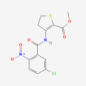 molecular formula C13H11ClN2O5S B2801904 甲酸3-(5-氯-2-硝基苯甲酰胺基)-4,5-二氢噻吩-2-甲酸酯 CAS No. 330190-73-3