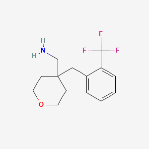 molecular formula C14H18F3NO B2801907 (4-[2-(三氟甲基)苯基]甲氧杂环丁-4-基)甲胺 CAS No. 1380300-67-3