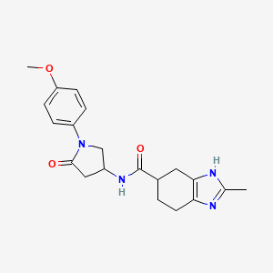 molecular formula C20H24N4O3 B2801915 N-(1-(4-甲氧基苯基)-5-氧代吡咯啉-3-基)-2-甲基-4,5,6,7-四氢-1H-苯并[d]咪唑啉-5-甲酰胺 CAS No. 2034359-82-3
