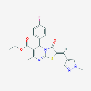 ethyl 5-(4-fluorophenyl)-7-methyl-2-[(1-methyl-1H-pyrazol-4-yl)methylene]-3-oxo-2,3-dihydro-5H-[1,3]thiazolo[3,2-a]pyrimidine-6-carboxylate