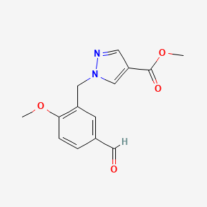 molecular formula C14H14N2O4 B2801923 methyl 1-[(5-formyl-2-methoxyphenyl)methyl]-1H-pyrazole-4-carboxylate CAS No. 2094469-23-3